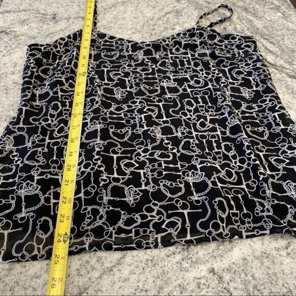 New York & Company Small Black & White Chain Link Spaghetti Strap Tank Top - Picture 7 of 8